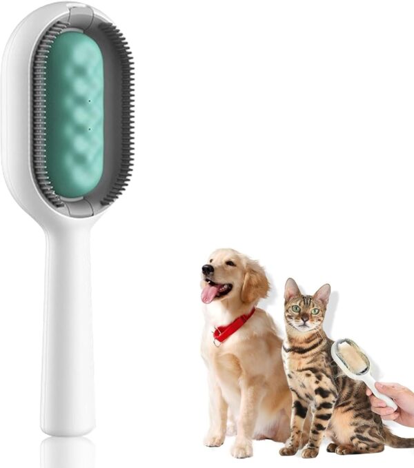 JYTDBCS Pet Hair Removal Comb With Water Tank, Dog Brush Cat Brush for Long Haired Cats Dogs, Multifunctional Pet Cat Hair Remover Brush 3 in 1, Self Cleaning Cat Brush Grooming Brush (Short, Green)