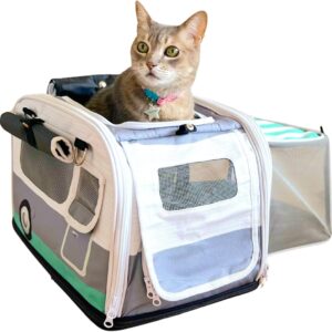 Kittyrama 2-in-1 Premium Cat Carrier - Veterinary Approved Calming Carrier for Anxious Cats, Soft-Sided, Expandable & Collapsible, Airline Approved, 43 x 28 x 28 cm, Ideal for Cats and Kittens