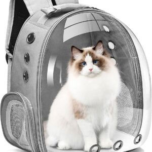 LONENESSL Cat Carrier Backpack, Pet Carrier Backpack Front Pack for Small Medium Cat Puppy Dog Carrier Backpack Bag Space Capsule, Pet Carrier for Travel, Hiking and Outdoor Use(Gray)