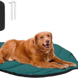 Lifeunion Outdoor Dog Bed Waterproof Washable Travel Camping Dog Bed with 4 Metal Stakes & Carry Bag, Portable Leaf Shape Pet Mat Bed for Medium, Large Dogs (Green, X-Large)