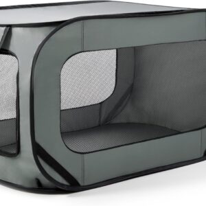 Love's cabin 36in Portable Large Dog Bed - Pop Up Dog Kennel, Indoor Outdoor Crate for Pets, Portable Car Seat Kennel, Cat Bed Collection, Dark Grey