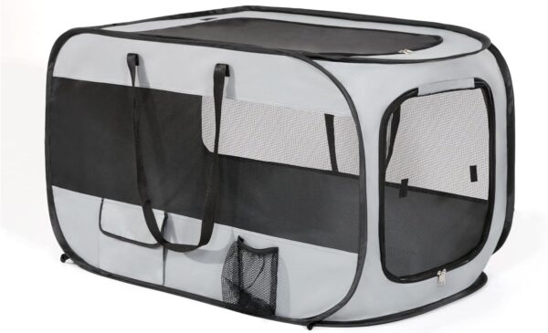 Love's cabin 36in Portable Upgrade Large Dog Bed - Pop Up Dog Kennel, Indoor Outdoor Crate for Pets, Portable Car Seat Kennel, Cat Bed Collection, Grey