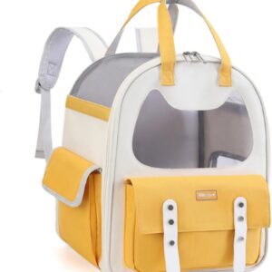 MAIGO Yellow Cat Carrier Backpack - Cat Backpack,Cat Carrier,Pet Carrier Backpack,Cat Backpack Carrier,Small Dogs Cats Rabbits,Soft-sided Mesh Pup Pack for Outdoor Travelling Hiking Camping Carrying