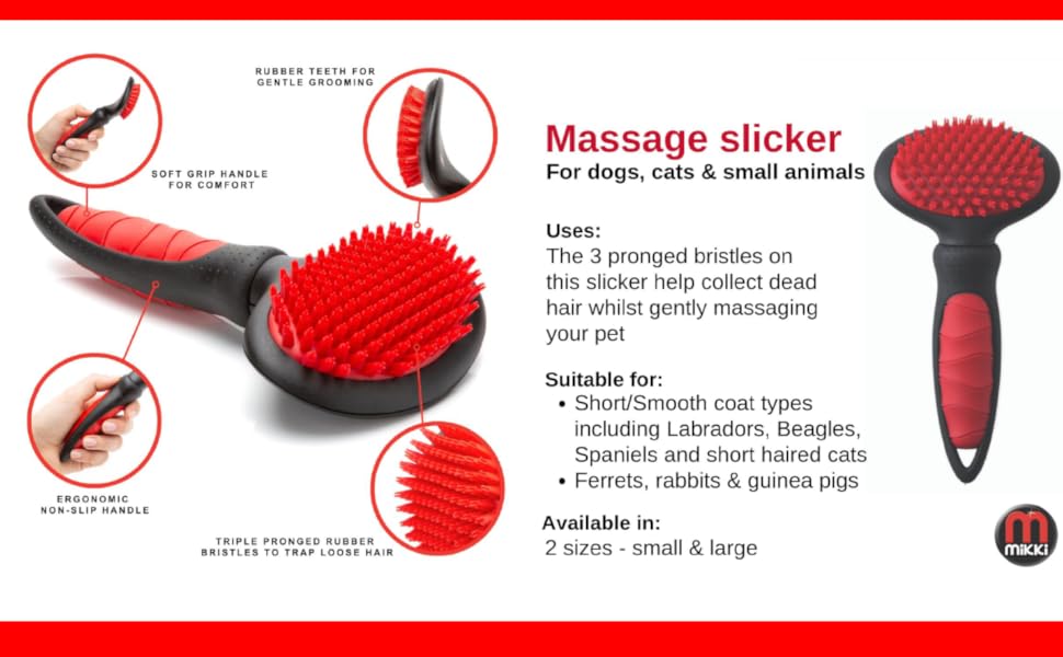 mikki moulting massage slicker brush removes loose hair dog cat puppy