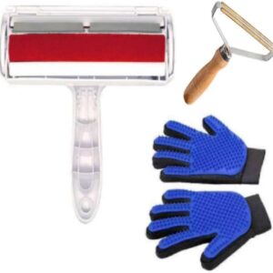 My Choice 3 in 1 Pet Hair Remover Plus and Grooming and Cleaning Gloves Usable For Couches, Beds, Cars,