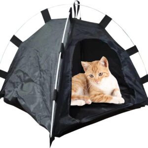 N/A/A Pet Teepee Tent Outdoor,Portable Folding Dog Pet House Bed | Pet Teepee, Waterproof Cat Indoor Outdoor Teepee, Cat Bed for Mini Bed, Black