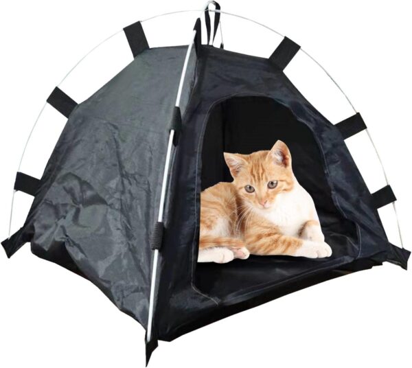 N/A/A Pet Teepee Tent Outdoor,Portable Folding Dog Pet House Bed | Pet Teepee, Waterproof Cat Indoor Outdoor Teepee, Cat Bed for Mini Bed, Black