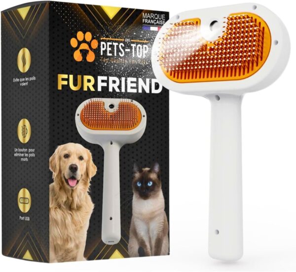 One PETS-TOP Spray Cat Brush, 3 in1 Cat Steam Brush with Water Tank, Spray for Anti-Static Electricity with Self-Cleaning One Button for Long Hair and Short Hair, Dog Brush