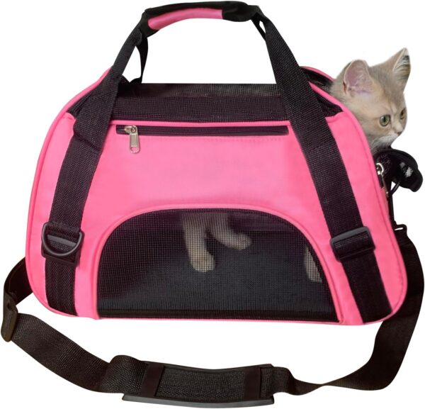 PYKESALY Cat Carrier Dog Carrier Pet Carrier, Airline Approved Soft-Sided Foldable,Puppy Carrier with Breathable Mesh for Small Medium Cats Dogs Rabbit (S, Pink)