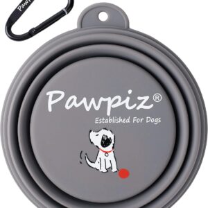 Pawpiz Collapsible Dog Bowl | 450ml | Dog Travel Bowl with Cute Puppy Design & Carabiner | BPA-Free, Food-Grade, Foldable Silicone Bowl | Gift for Small & Medium Pets | UK Brand (Crete Shore)