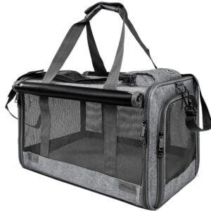 Pet Carrier, Soft Sided Pet Travel Carrier,Small and Miniature Dogs, with Removable Mat, Cat Carrier Dog Carrier,46 x 27 x 29cm,Grey