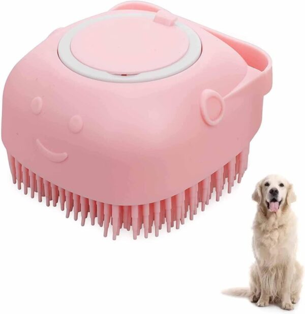 Pet Grooming Brush Bath Dog Silicone Rubber Bathing Brush Pet Bath Brush Body-Scrubber Massage Brush Multi-functional Bath Massage Brush for Dogs and Cats Shower Grooming (Pink)