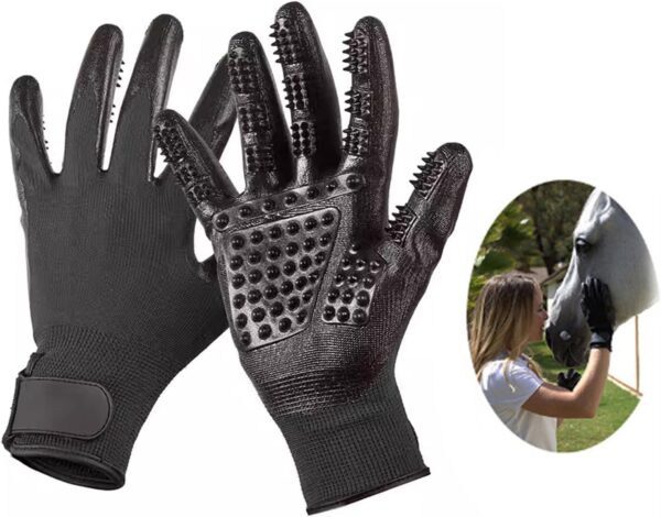 Pet Grooming Gloves for Cats and Dogs - Cat Brush Glove with Gentle Deshedding Rubber, Multi-Function Dog Grooming Glove, Massage and Comb for Cats and Dogs (Black)