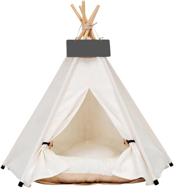 Pet Teepee Dog & Puppy Cat Tents Tipi Bed Portable Houses with Thick Cushion for Pets Up to 33lbs