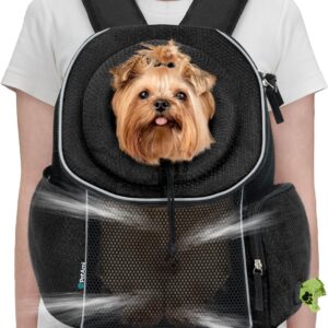 PetAmi Dog Front Carrier Backpack, Extra Ventilated Adjustable Pet Cat Chest Carrier Backpack, Small Dog Carrier for Hiking Camping Travel, Medium Dog Puppy Large Cat Carrying Bag, Max 14 lbs, Black