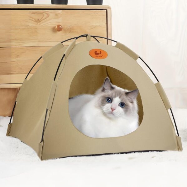 Pets Teepee, Dogs Tent Dog Cat Kennels Cat Bed House Pet Tent for Outside Dog House Outdoor Outside Cat House Indoor Pet Play Houses Dog Shelter with Removable Washable Cushion