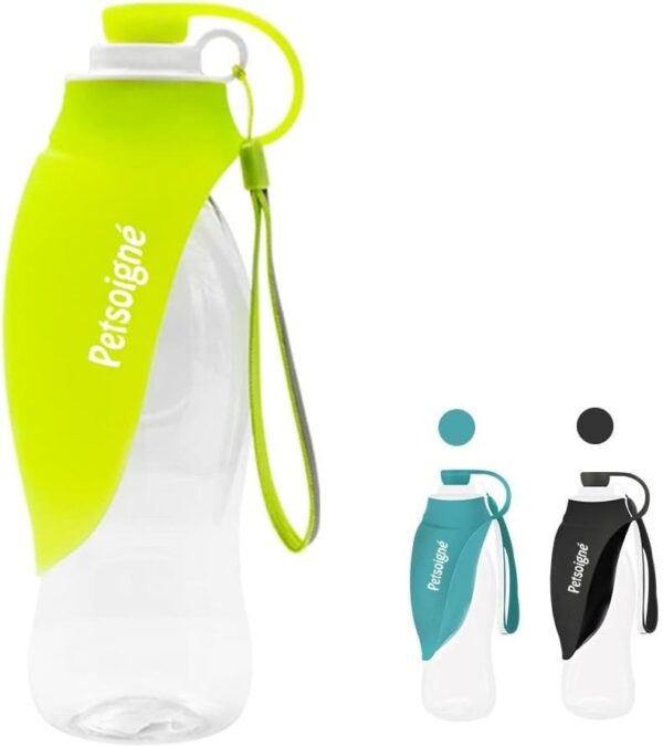 Petsoigné Portable Dog Water Bottle in Silicone Pet Water Bottles Foldable for Travel Walking Hiking (Green)