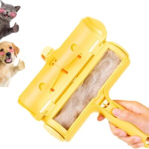 Reusable Pet Hair Remover Roller,Washable Dog Cat Hair Removal Brush for Dogs and Cats,Lint Remover Easy to Clean Pet Fur from Carpet,Sofa,Bedding,Furniture and Rugs,Yellow