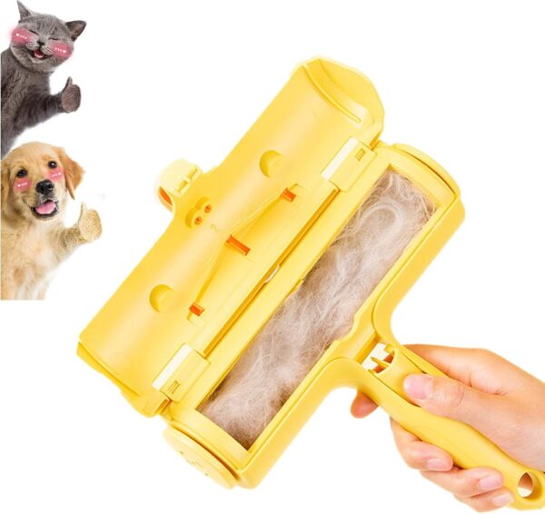 Reusable Pet Hair Remover Roller,Washable Dog Cat Hair Removal Brush for Dogs and Cats,Lint Remover Easy to Clean Pet Fur from Carpet,Sofa,Bedding,Furniture and Rugs,Yellow