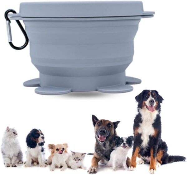 Silicone Dog Bowl Dog Collapsible Bowl Pet Feeding Bowl Dog Food Water Bowl Pet Travel Bowl for Travel Camping Walking