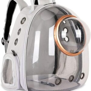 Sipobuy Pet Space Capsule Backpack, Small Medium Cat Puppy Dog Carrier, Transparent Breathable Heat Proof, Pet Carrier for Travel Hiking Walking Camping (Grey)