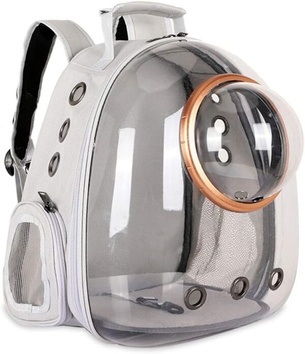 Sipobuy Pet Space Capsule Backpack, Small Medium Cat Puppy Dog Carrier, Transparent Breathable Heat Proof, Pet Carrier for Travel Hiking Walking Camping (Grey)