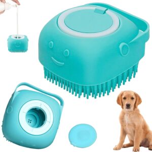 Soft Silicone Dog, Dog Shampoo Brush, Dog Bath Brush, Multi-Functional Bath, Dog Brush, Pet Massage Tool and Shampoo Dispenser for Dogs and Cats, Pets Shower and Grooming Tool (Blue)