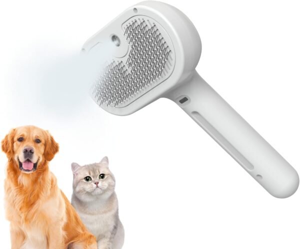 Spray Cat Brush, Sichy Self Cleaning Cat Grooming Brush for Long or Short Haired Cats, Cat Hair Brush for Removing Flying Hair and Static, Cat Brushes for Grooming to Remove Loose Fur, Tangles & Dirt