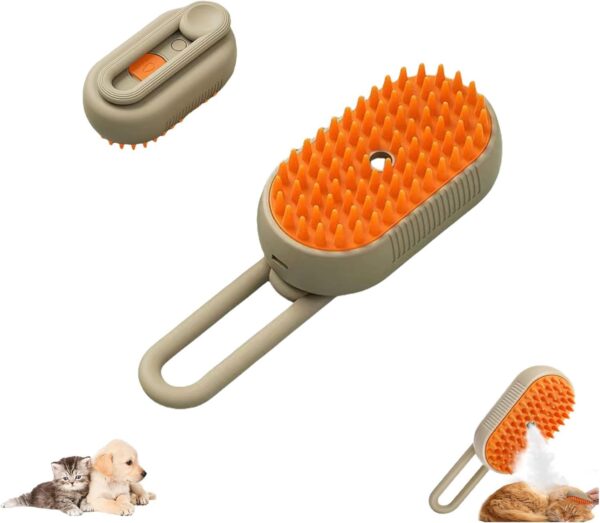 Spritz Defur Comb for Cats, Cat Steam Brush, Steam Brush for Cats, 3 In 1 Water Cat Brush, Grooming Brush for Removing Tangled and Loose Hair,2024 Best Cat Brush(Brown)