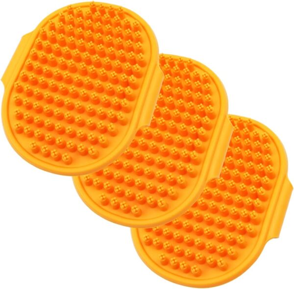 Tiardey 3pcs Pet Grooming Shampoo Brush,Soothing Massage Rubber Bristles Curry Comb,Bath Gloves for Dogs and Cats Easy Washing - Orange