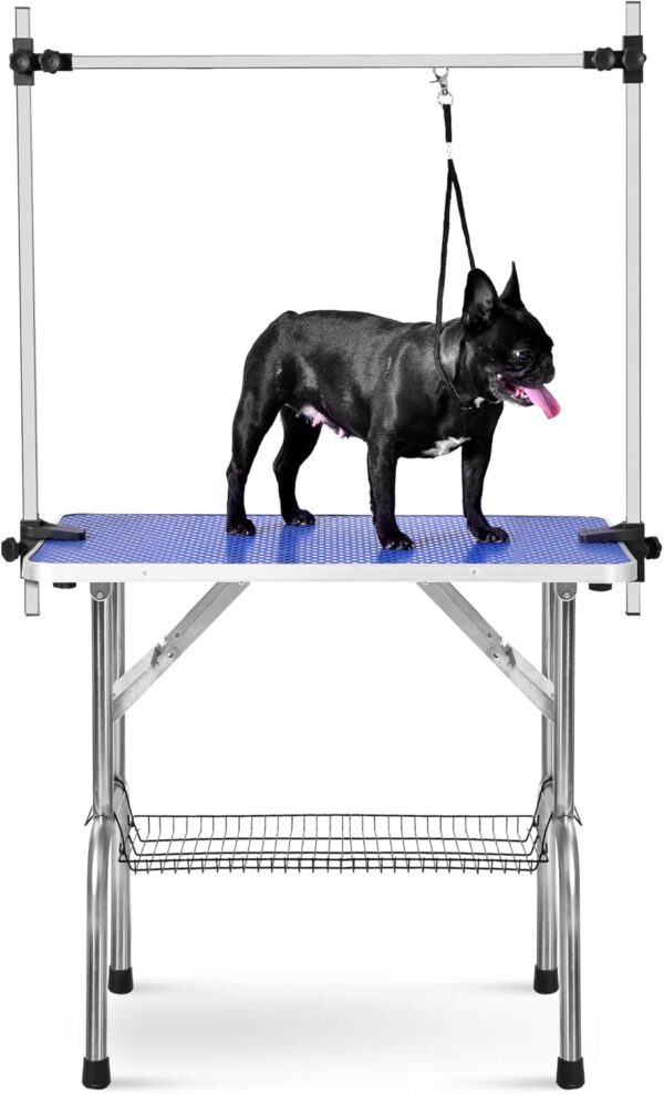 Topchances Adjustable Portable Stainless steel Dog Grooming Table with Arm Noose+ + Accessories Tray W90*D60*H76(cm) / 36 * 23.6 * 30(inch)