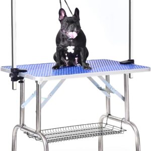 Topchances Dog Pet Grooming Table Dog Table Take Shower Table Foldable with Adjustable Folding Fixed Arm Folding Legs Maximum Capacity 150KG