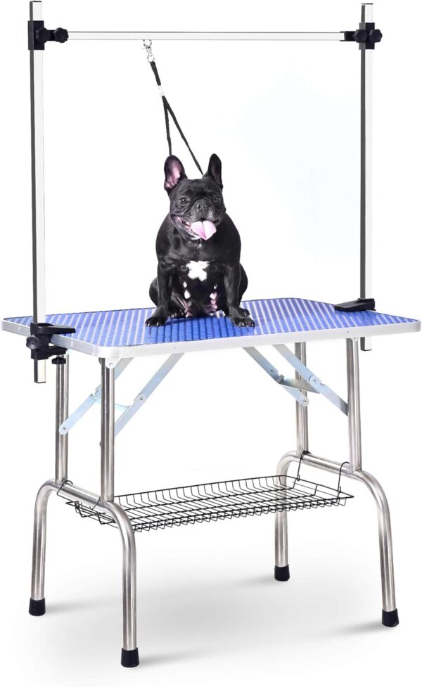 Topchances Dog Pet Grooming Table Dog Table Take Shower Table Foldable with Adjustable Folding Fixed Arm Folding Legs Maximum Capacity 150KG