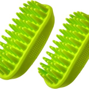 WEIGAV Dog Silicone Shampoo Brush, Easy to Clean Dog Massage Comb, Soft Bath Brush Brushing for Medium to Long Haired Medium Large Pets and Cats（2 Pack