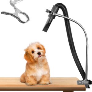 ZOMNAYOI Professional Pet Grooming Table Accessory Set with Hands-Free Hair Dryer Stand and Adjustable Third Arm - Stainless Steel Groomer's Kit