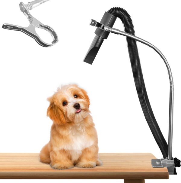 ZOMNAYOI Professional Pet Grooming Table Accessory Set with Hands-Free Hair Dryer Stand and Adjustable Third Arm - Stainless Steel Groomer's Kit