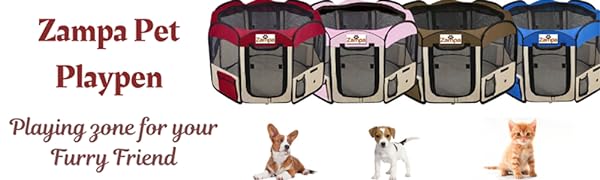 Zampa Foldable Pet Playpen for Dogs/Cats Portable, Exercise Kennel Pink